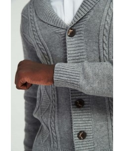 YE-6854-103 Cardigan cable knit grey jumper