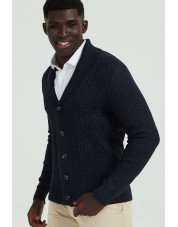 YE-6854-104 Cardigan cable knit navy vintage jumper