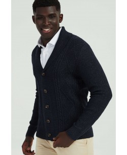 YE-6854-104 Cardigan cable knit navy vintage jumper
