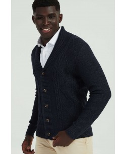 YE-6854-104 Cardigan torsadé marine vintage