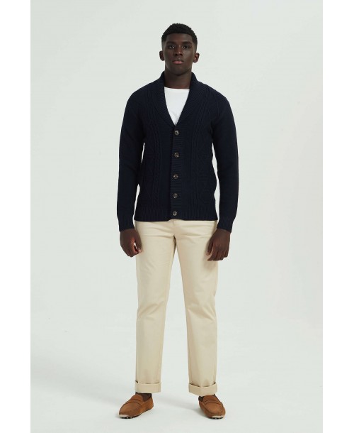 YE-6854-117 Cardigan torsadé marine