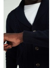 YE-6854-117 Cardigan cable knit navy jumper