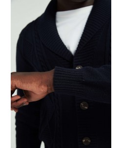 6854-117 Cardigan torsadé marine