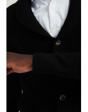 YE-6854-118 Cardigan cable knit black jumper