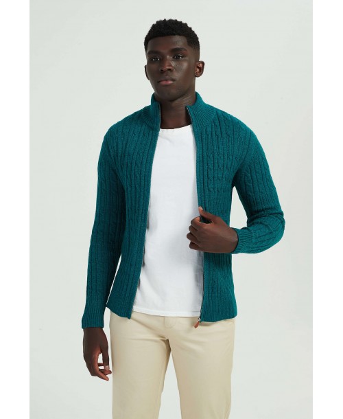 6855-106 Gilet zip torsadé vert