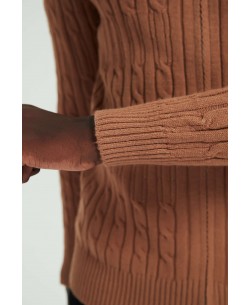 6855-115 Gilet zip torsadé camel