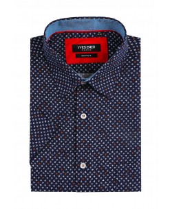 1506365-02 Navy blue ROSSO prints sleeveless shirt comfort fit