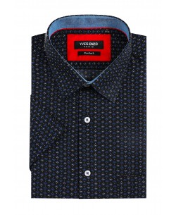 1506365-05 Navy blue FECCIA prints sleeveless shirt comfort fit