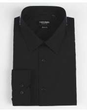 SLIM1009-10 Chemise unie noire slim fit