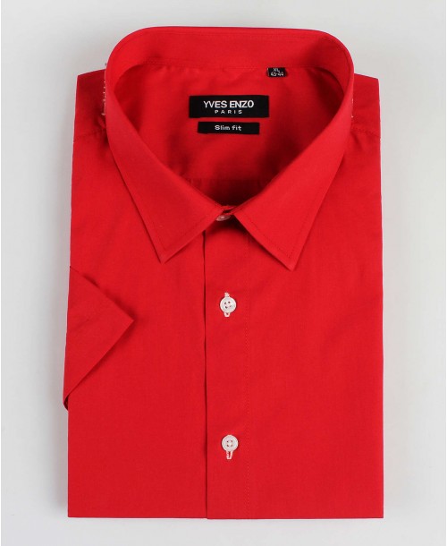 SLIM5301-22 Chemisette rouge slim fit