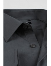 SLIM1009-19 Chemise unie gris anthracite en slim fit