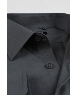 SLIM1009-19 Chemise unie gris anthracite en slim fit