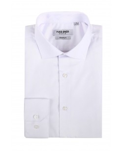 COTTON-007-1 Regular fit white poplin shirt spread collar in cotton