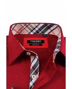 1506234-5 Chemise bordeaux carreaux TARTAN coupe confort