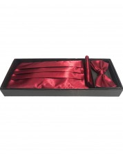 05002 Coffret cérémonie comprenant un noeud papillon, une ceinture de smoking et une pochette en rouge