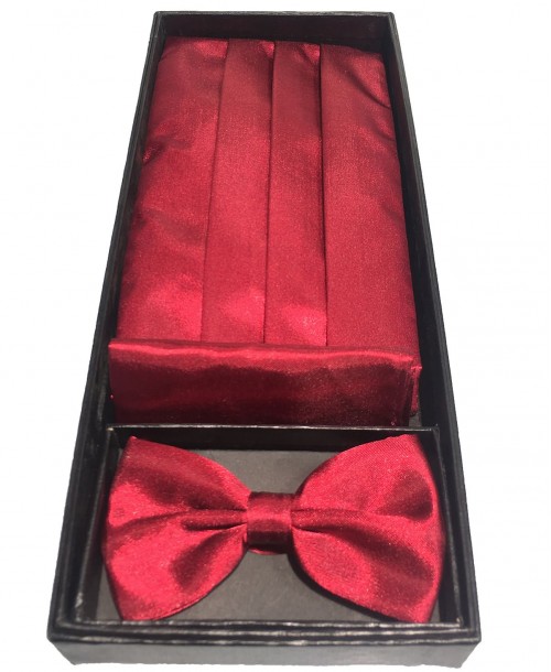05002 Coffret cérémonie: Noeud papillon, ceinture smoking & pochette - Rouge