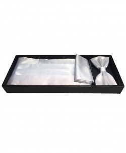 05003 Coffret cérémonie: Noeud papillon, ceinture smoking & pochette - Blanc
