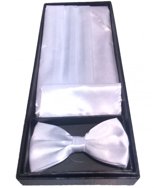 05003 Coffret cérémonie: Noeud papillon, ceinture smoking & pochette - Blanc