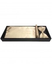 05004 Coffret cérémonie: Noeud papillon, ceinture de smoking & pochette -Beige