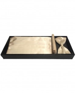 05004 Coffret cérémonie: Noeud papillon, ceinture de smoking & pochette -Beige