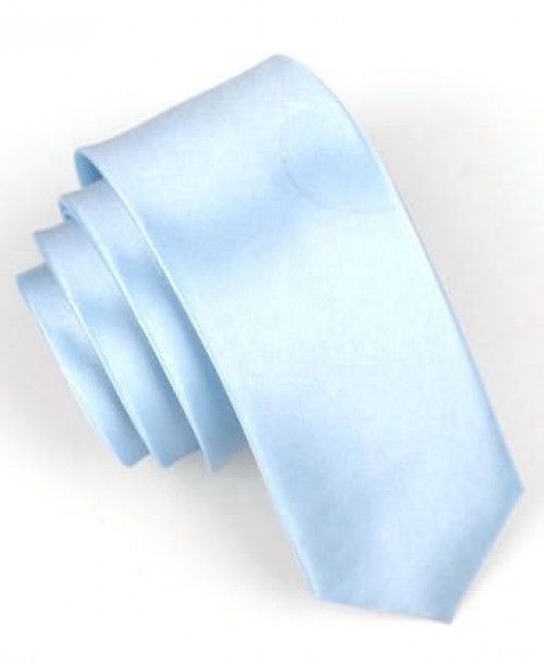 CF-19 Cravate skinny bleu ciel en satin