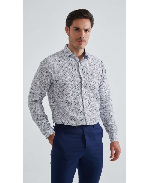 1506203-04 Chemise coupe droite à motifs 