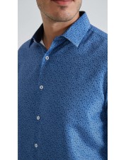 1506203-06 Chemise coupe droite à motifs - Bleu