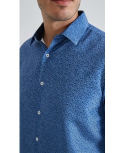 1506203-06 Chemise coupe droite à motifs - Bleu