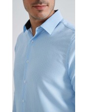 1506203-07 Chemise coupe droite à motifs - bleu