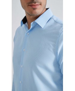 1506203-07 Chemise coupe droite à motifs - bleu
