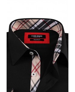 1506234-2 Chemise noire carreaux TARTAN coupe confort