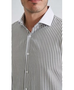 1506240-4 Chemise à rayures coupe confort - Noir