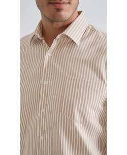 1506244-5 Chemise à rayures coupe confort - Beige