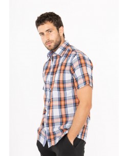 1506352-3 Red blue and white checks sleeveless shirt comfort fit