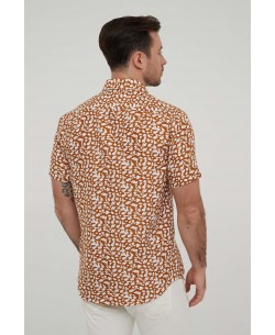 1506366-11 Camel PRADERA prints sleeveless shirt comfort fit