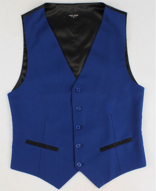 V007-5 Gilet de costume bleu roy en coupe cintrée