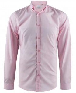 ENZO-042-4 Pink STRETCH slim shirt metallic buttons on collar
