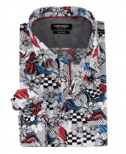 1506196-3 White shirt IMMORTAL prints comfort fit