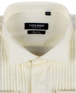 WHT-11-2 Ivory shirt slim fit spread collar