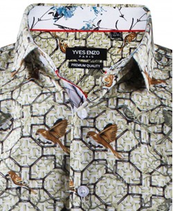 ENZO-532-10 Sleeveless STRETCH shirt HOJAS prints slim fit
