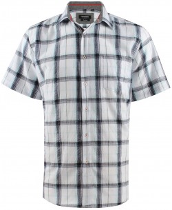 1506352-1 White and grey checks sleeveless shirt comfort fit