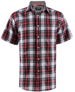 1506352-6 Red, white and grey checks sleeveless shirt comfort fit