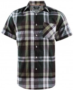 1506353-1 Khaki green checks sleeveless shirt comfort fit