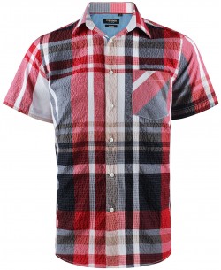 1506353-2 Red, white and black checks sleeveless shirt comfort fit