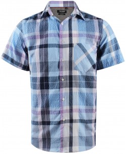 1506353-4 Sky blue checks sleeveless shirt comfort fit
