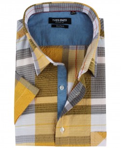 1506353-5 Golden checks sleeveless shirt comfort fit
