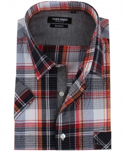 1506353-6 Red, black and white checks sleeveless shirt comfort fit
