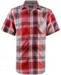 1506354-4 Red checks sleeveless shirt comfort fit