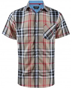 1506354-5 Tartan checks sleeveless shirt comfort fit