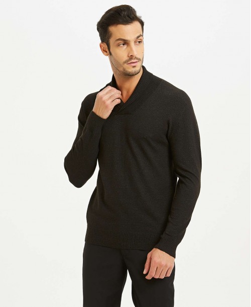 YE-6740-3 Shawl neck black  jumper